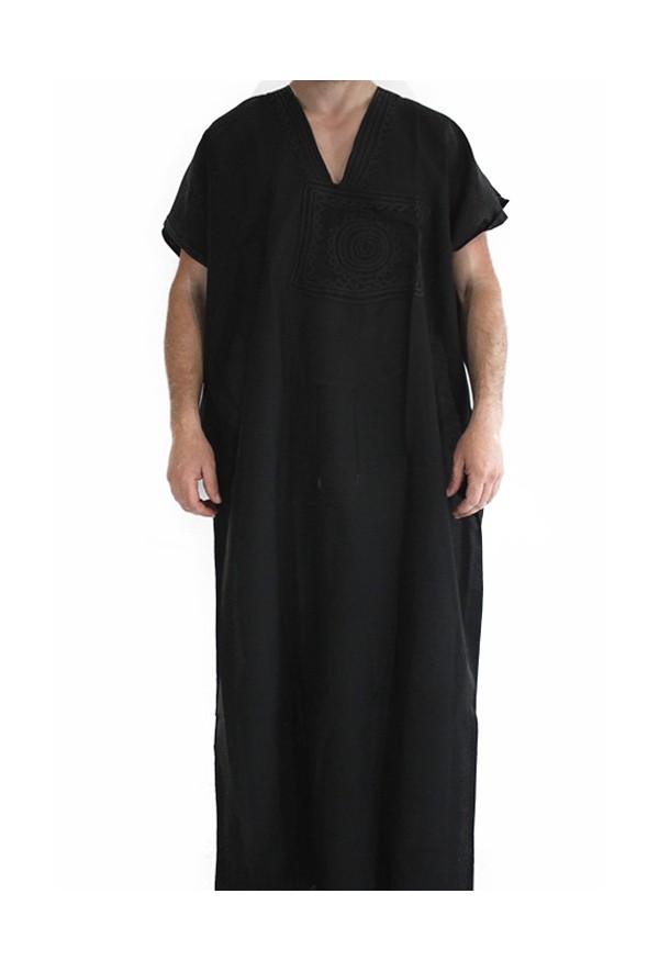 Djellaba for men made in Morocco with black embroidery