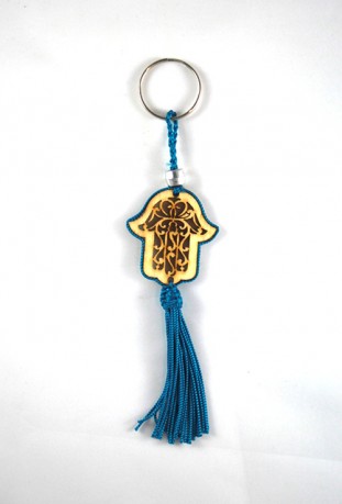 Wood key holder and blue sabra thread